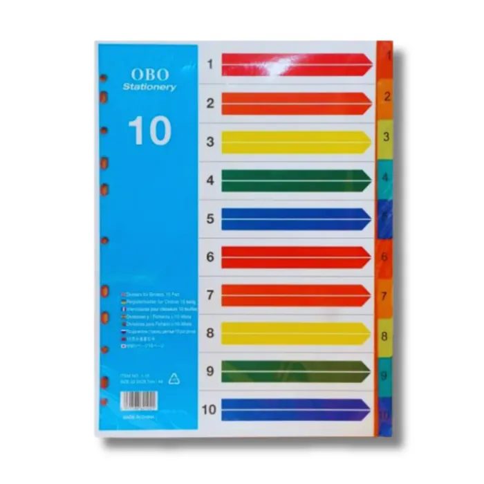 PVC A4 File Separator 1-10 FS110