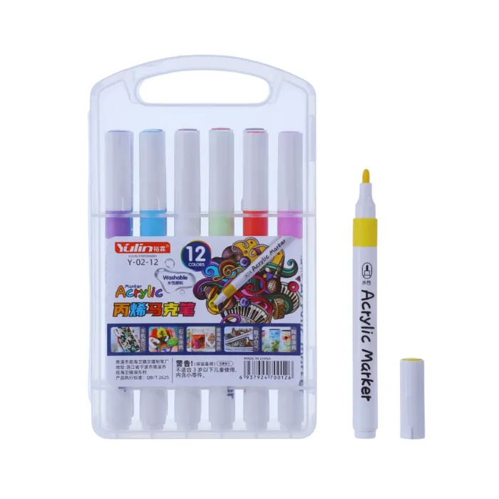 Acrylic Markers 12 Colors - Yulin - Washable - Y-04-12 / 105 HUIHUAJIA